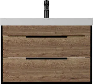 Тумба под умывальник подвесной Домино Bazis 80 дуб галифакс табак DA6105T, 4