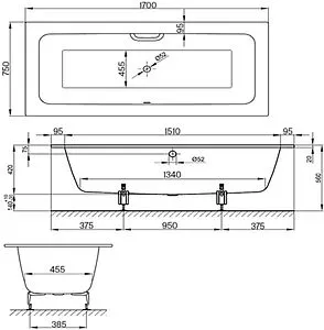 Ванна стальная Bette One 170x75 anti-slip+easy-clean белый 3312-000 PLUS AR Ванна стальная Bette One 170x75 anti-slip+easy-clean белый 3312-000 PLUS AR, 2