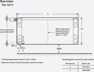 Радиатор стальной панельный Buderus Logatrend VK-Profil тип 11 500 x 1200 мм 7724112512, 3