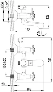 Смеситель для ванны Lemark Partner хром LM6542C Смеситель для ванны Lemark Partner хром LM6542C, 2