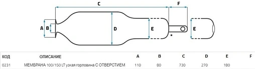 Мембрана для гидроаккумулятора SeFa 100/150 LT-80-110 AR проходная F0A0231 Мембрана для гидроаккумулятора SeFa 100/150 LT-80-110 AR проходная F0A0231