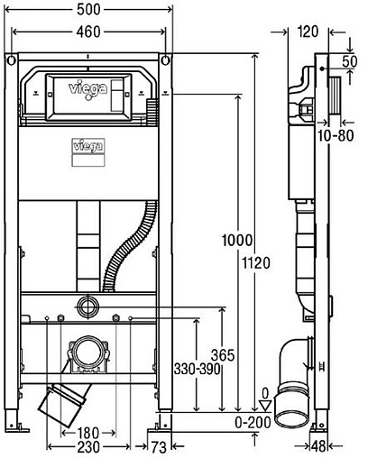 Инсталляция для подвесного унитаза с фунцией биде Viega Prevista Dry 8521 771997