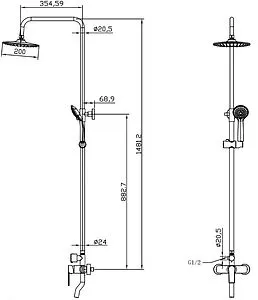 Душевая система со смесителем для ванны Milardo Helic хром HELSB1FM06 Душевая система со смесителем для ванны Milardo Helic хром HELSB1FM06, 2