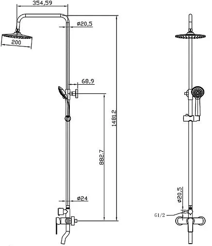 Душевая система со смесителем для ванны Milardo Helic хром HELSB1FM06 Душевая система со смесителем для ванны Milardo Helic хром HELSB1FM06