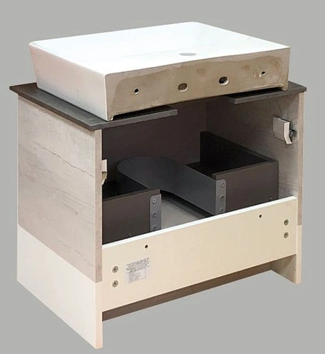 Тумба-умывальник подвесная Comforty Прага 60 дуб белый/антрацит 00-00003465CF