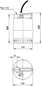 Насос дренажный Q=14м³/ч H=9м Grundfos UNILIFT KP 350-M1 013N1300 Насос дренажный Q=14м³/ч H=9м Grundfos UNILIFT KP 350-M1 013N1300, 2