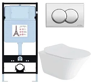 Комплект 6 в 1 Jacob Delafon Vive E28079RU-CP с кнопкой E36496-CP хром глянцевый, 1