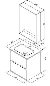 Тумба-умывальник подвесная Aquanet Милан 60 чёрный глянец 00269306+00254363, 2