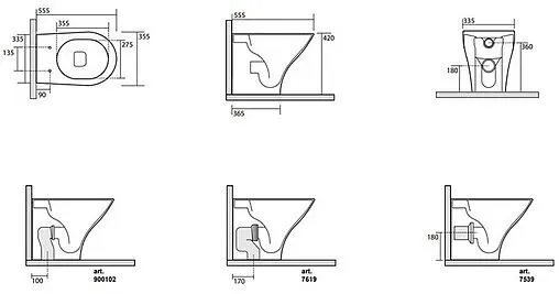 Унитаз приставной безободковый Kerasan Aquatech белый 371801