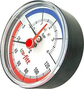 Термоманометр аксиальный Uni-fitt 80мм 4 бар 120°С ½&quot; 310D1442, 5