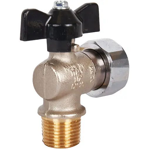 Кран шаровый с накидной гайкой угловой ½"н x ¾"нг Stout SVB-0010-001520