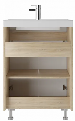 Тумба под умывальник напольный Айсберг Мечта 60 белый/дуб сонома DM2313T