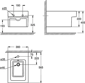 Биде подвесное Grohe Cube Ceramic белый 3948600H Биде подвесное Grohe Cube Ceramic белый 3948600H, 2