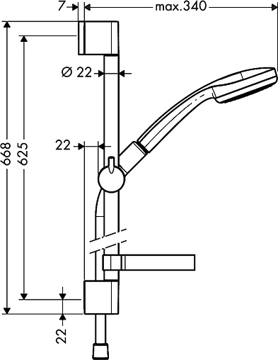 Душевая стойка Hansgrohe Croma 100 1jet 65см хром 27717000 Душевая стойка Hansgrohe Croma 100 1jet 65см хром 27717000