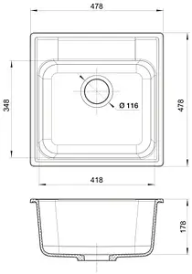 Мойка кухонная GranFest Quarz GF-Z48 черный Мойка кухонная GranFest Quarz GF-Z48 черный, 2
