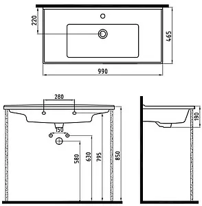 Раковина Bien Neptun 100 белый NPLK10001FD1W3000 Раковина Bien Neptun 100 белый NPLK10001FD1W3000, 2