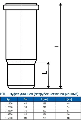 Патрубок компенсационный внутренний D=40мм Ostendorf HTL 111800
