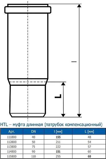 Патрубок компенсационный внутренний D=110мм Ostendorf HTL 115800