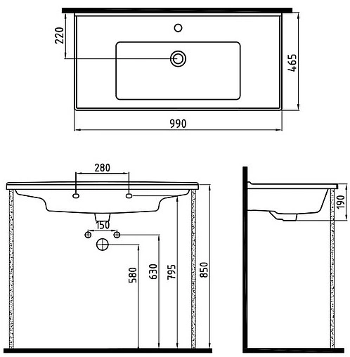 Раковина Bien Neptun 100 белый NPLK10001FD1W3000
