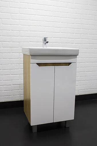 Тумба под умывальник напольный Айсберг Мечта 60 белый/дуб сонома DM2313T