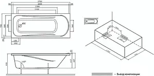 Ванна акриловая Am.Pm Sense 170x70 W75A-170-070W-KL Ванна акриловая Am.Pm Sense 170x70 W75A-170-070W-KL, 2