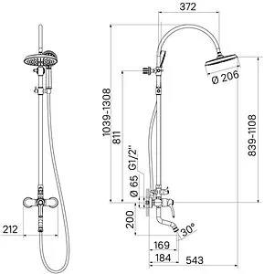 Душевая система со смесителем для ванны IDDIS Oldie хром OLDSB3Fi06, 2
