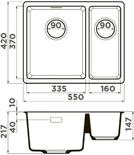 Мойка кухонная Omoikiri Kata 55-2-U-PA пастила 4993386