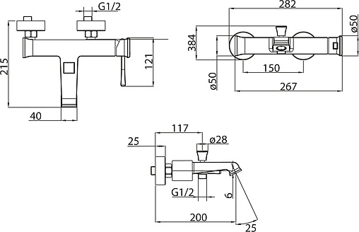 Смеситель для ванны BelBagno Mille хром MIL-VASM-CRM