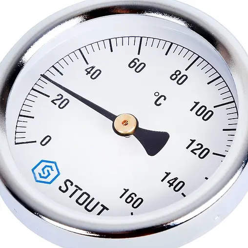 Термометр биметаллический Stout 63мм 160°С гильза 75мм ½&quot; SIM-0002-637515