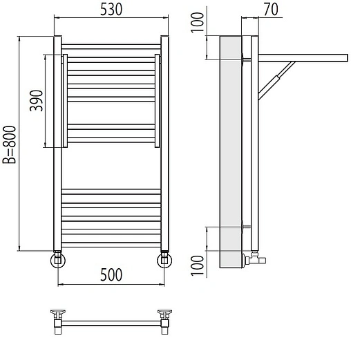 Полотенцесушитель водяной лесенка Terminus Валенсия П12 500х800 полированная сталь 4670078529473