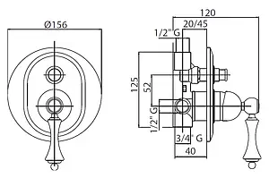 Смеситель для ванны скрытого монтажа Cezares Margot хром/белый MARGOT-VDIM-01-Bi Смеситель для ванны скрытого монтажа Cezares Margot хром/белый MARGOT-VDIM-01-Bi, 2