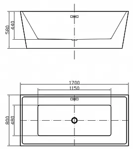 Ванна акриловая отдельностоящая Swedbe Vita 170x80 8826, 3
