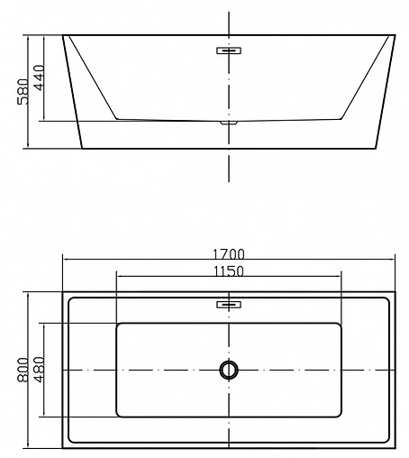 Ванна акриловая отдельностоящая Swedbe Vita 170x80 8826