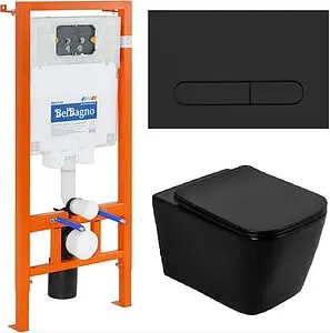 Комплект 5 в 1 BelBagno Ardente BB3202CHR-MB/BB3202SC-MB/BB002-80/BB007-PR-NERO.M с кнопкой черный матовый, 1