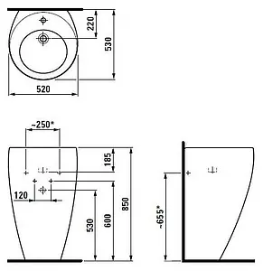 Раковина Laufen Alessi One 53 c покрытием LCC белый 8.1197.1.400.104.1, 2