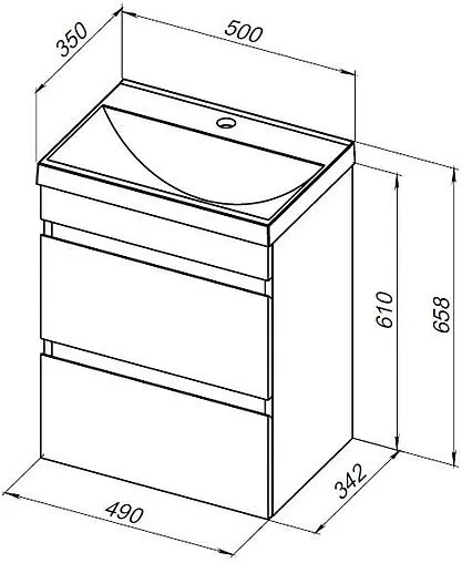 Тумба под умывальник подвесная Aquanet Нота New 50 белый глянец 00335416