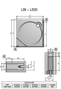 Душевое ограждение 1000x1000мм прозрачное стекло Roltechnik Lega Lift Line LZCO1+LZB/1000*1000 227-1000000-00-02+228-1000000-00-02, 2