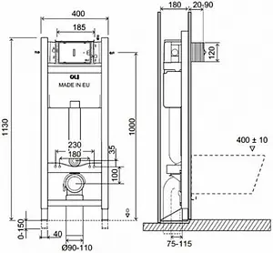 Инсталляция для подвесного унитаза Set 3 в 1 OLI Expert Total Black LE 886668SDOO с кнопкой хром глянцевый Инсталляция для подвесного унитаза Set 3 в 1 OLI Expert Total Black LE 886668SDOO с кнопкой хром глянцевый, 2