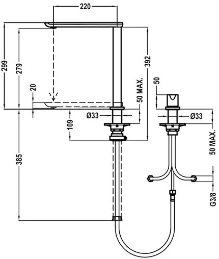 Смеситель для кухни для установки перед окном Teka FO 985 хром 629850200