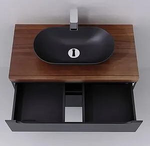 Тумба под умывальник подвесная Jorno Wood 100 серый wood.01.100/P/GR Тумба под умывальник подвесная Jorno Wood 100 серый wood.01.100/P/GR, 4