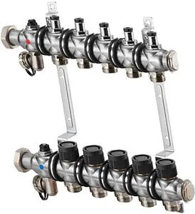 Группа коллекторная без расходомеров 5 отводов 1&quot;нг x ¾&quot;ек Oventrop Multidis SF 1404555, 1