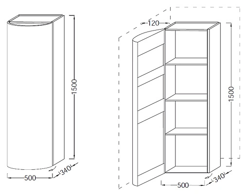 Шкаф-пенал подвесной Jacob Delafon Presquile 50 L палисандр EB1115G-V13