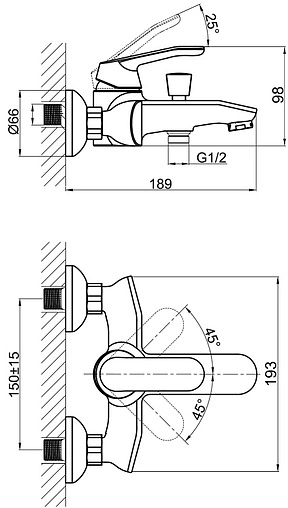 Смеситель для ванны D&amp;K Venice Rialto хром DA1063201