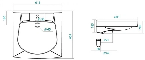 Раковина Santek Пилот 60 белый 1WH110572