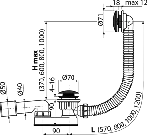 Слив-перелив для ванны AlcaPlast чёрный матовый A507BLACK Слив-перелив для ванны AlcaPlast чёрный матовый A507BLACK, 2