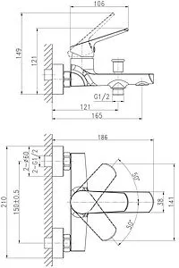 Смеситель для ванны Cersanit Flavis хром 63035, 2