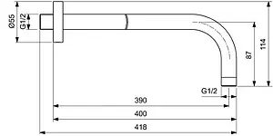 Держатель верхнего душа на стену Ideal Standard IdealRain чёрный матовый B9445XG Держатель верхнего душа на стену Ideal Standard IdealRain чёрный матовый B9445XG, 2