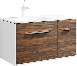 Тумба под умывальник подвесная Aqwella Malaga 100 крафт тёмный/белый Mal.01.09/L/CD, 1