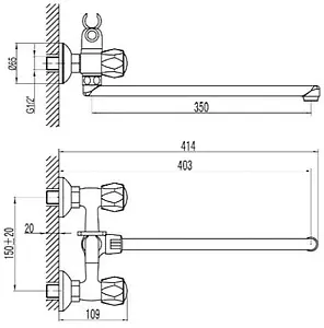 Смеситель для ванны с длинным изливом SMARTsant Бэйс хром SM060008AA, 2