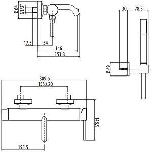 Смеситель для ванны Gattoni Circle Two чёрный матовый 9100/91NO Смеситель для ванны Gattoni Circle Two чёрный матовый 9100/91NO, 2